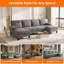 Canapé modulaire en chenille de 110 po en forme de U avec double chaises et accoudoirs larges-714563731