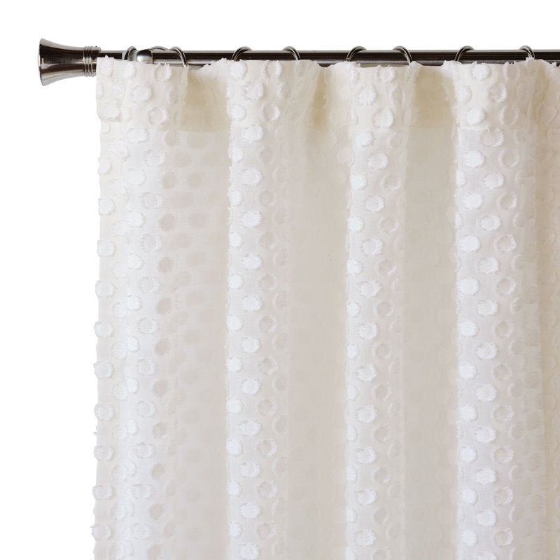 Penelope Cotton Blend Sheer Curtain Single Panel, Polka Dots, 48" W x 108" L