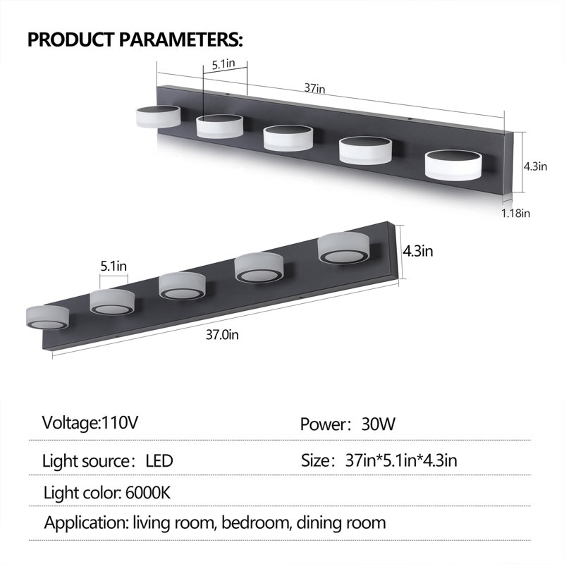 Camadine 5 - Light LED Bath Bar