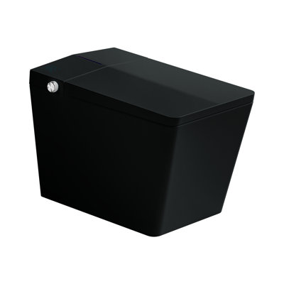 Smart Toilet With Built-In Tank For Bathroom, Auto Flush, Heated Seat, Remote Control, Led Display, Matte Black Square Fusion Water Tank, Display Bath