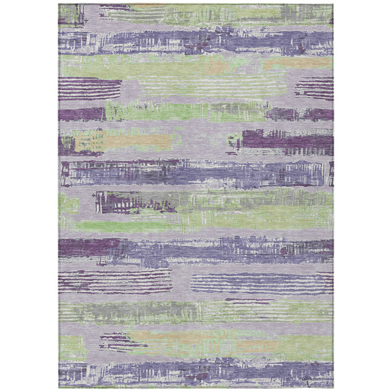Lavender Flat Woven Synthetic Rectangular Washable Rug 3' x 5'