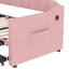 Lit de jour rembourré simple avec lit gigogne escamotable à hauteur réglable et port de charge USB et Type-C, structure de lit de jour avec 2 poches latérales, aucun sommier nécessaire, rose
