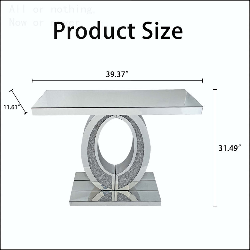 Mirrored Olive Shape Console Table with Crushed Diamond