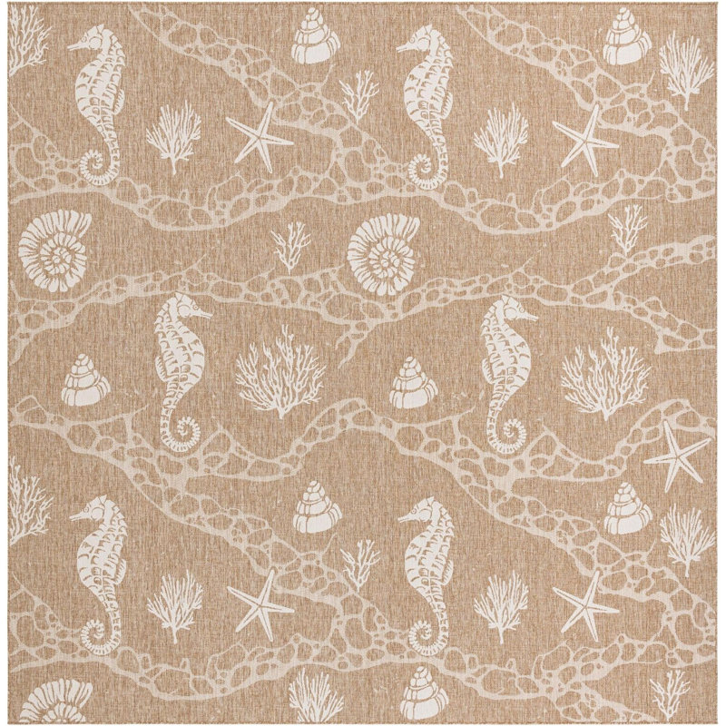 Tapis contemporain Aycan couleur taupe, Carré 13 pi 1 po