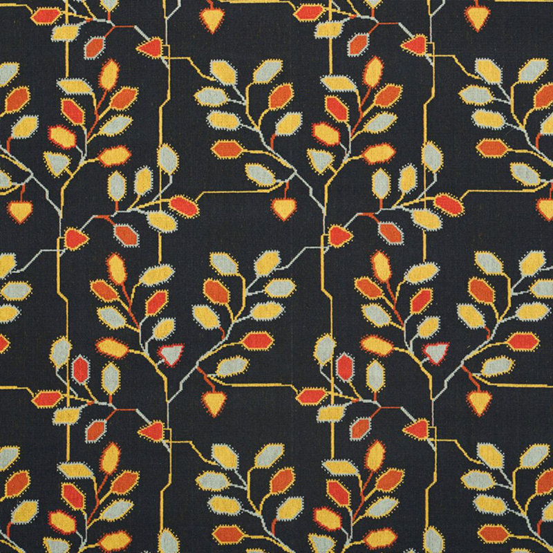 Schumacher x Neisha Crosland Tumble Weed Appliqué Fabric, Soot