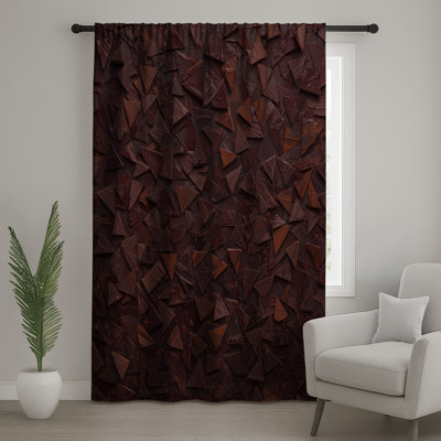 Rideaux de mosaïque bruns triangulaires, voilages et voilages bloquants - 1 panneau