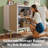 Bilal 31.5" Wide 2-door Rattan Accent Cabinet With Golden Rubber Wood Legs