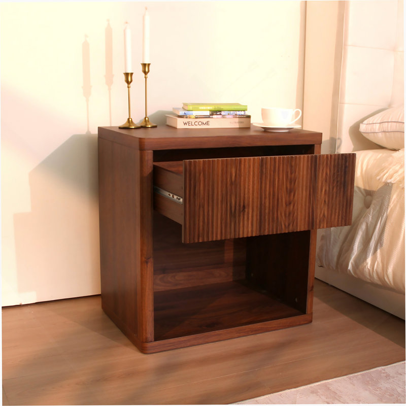 Table de chevet avec tiroir de rangement, table de chevet, table de bout pour chambre à coucher, salon, bureau, Noyer