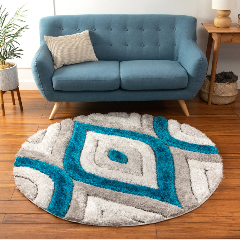 Geometric Shag Area Rug, Round 160cm