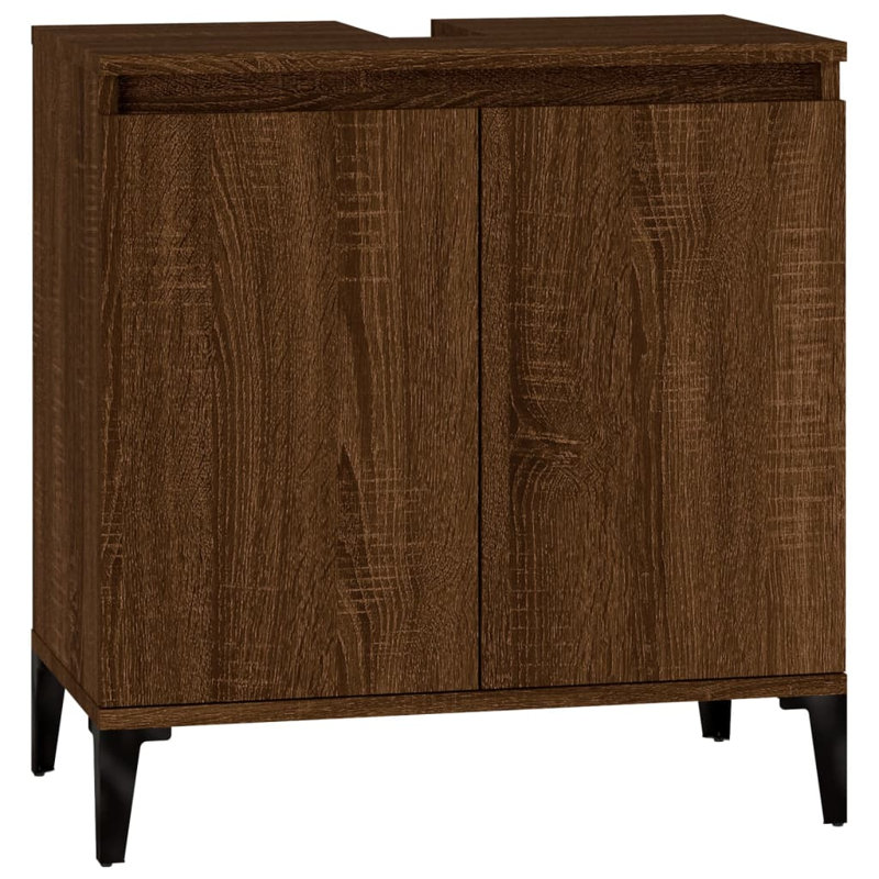 58mm Single Bathroom Vanity with Basin, Brown Oak 