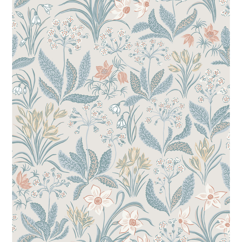 Rouleau de papier peint Huset I Solen L 33 pi x l 20,8 po, Bleu Folklore