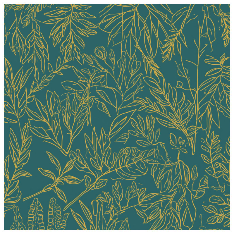 Teal Leaf Line Art Comforter, Twin