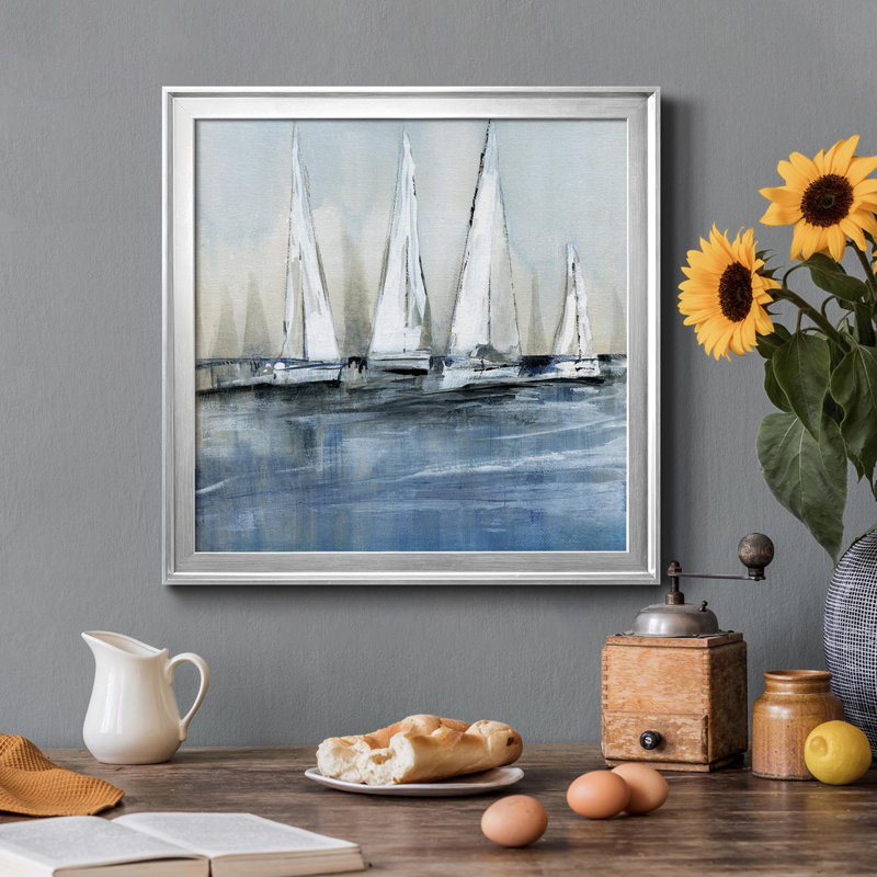 «Waiting for the Sun» - Peinture sur toile encadrée, H 34,5 po x l 34,5 po x P 1,5 po, Argent