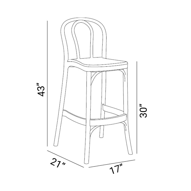 Tabouret de bar H 30 po, Wengé