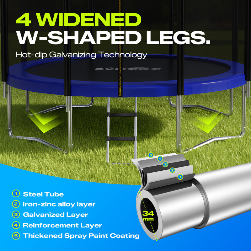 Zupapa 12ft (366cm of Diameter) Heavy Duty Trampoline with Enclosure Net