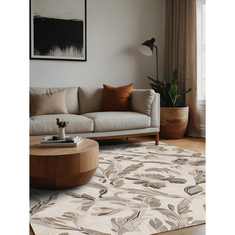 Machine Washable Beige Area Rug, Square 7'