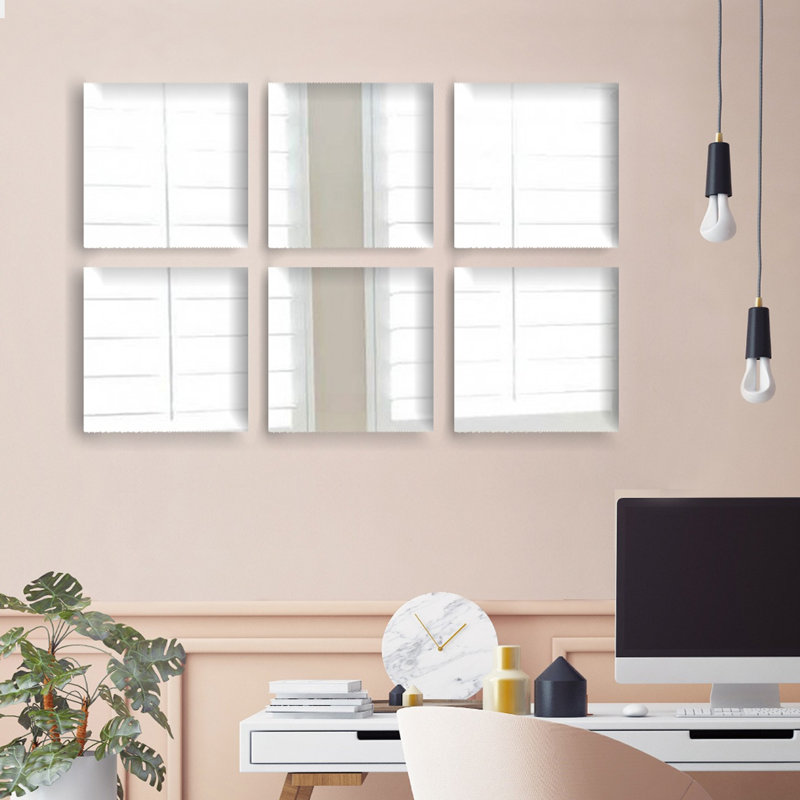 Élégant miroir 100% verre, 7,9 po x 7,9 po chacun | Sans cadre, 0,16 po d'épaisseur | Finition argentée élégante, parfaite pour la décoration intérieure, le salon, la chambre à coucher et les couloirs