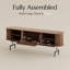 Meuble télé Mid-Century moderne, porte coulissante, entièrement assemblé-114660536-114660533