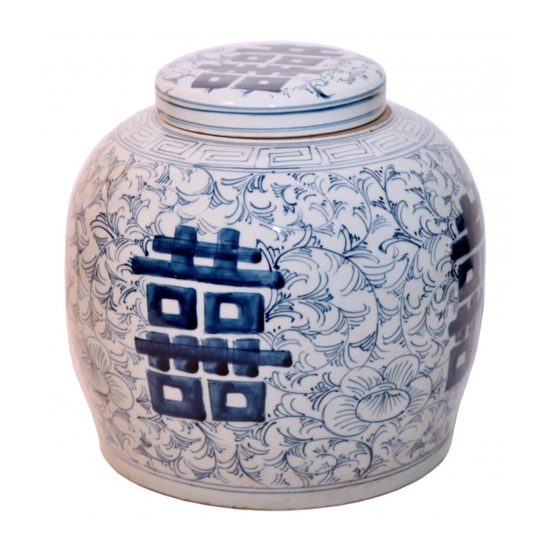 Large Blue And White Ginger Jar