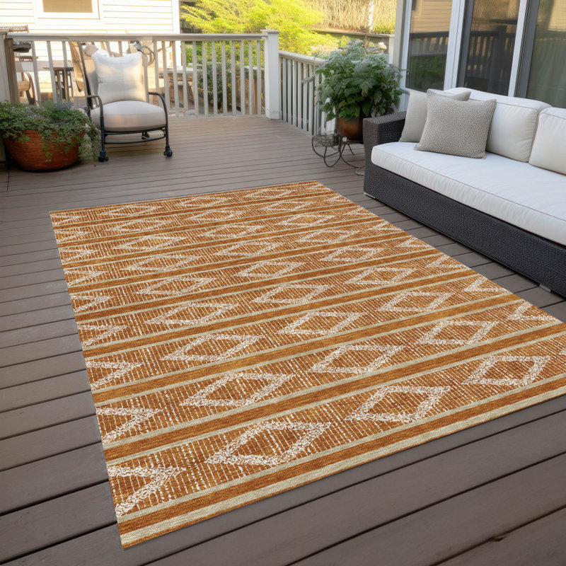 Tapis orange intérieur / extérieur lavable Lume , 10 pi x 14 pi