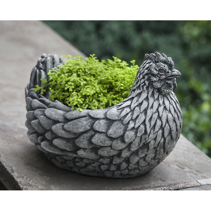 Pot de fleurs statue en pierre moulée, Bronze cuivré