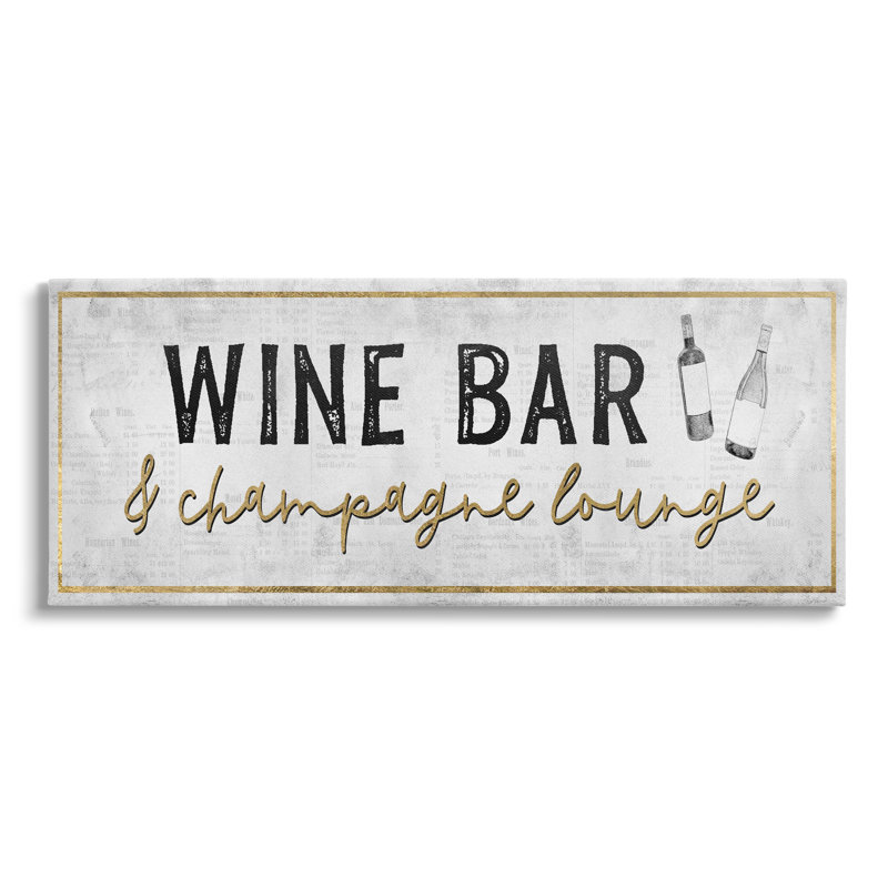 «Wine Bar Champagne Lounge», art de la toile rétro «XL» par Natalie Carpentieri, H 48 po x l 20 po, Toile tendue