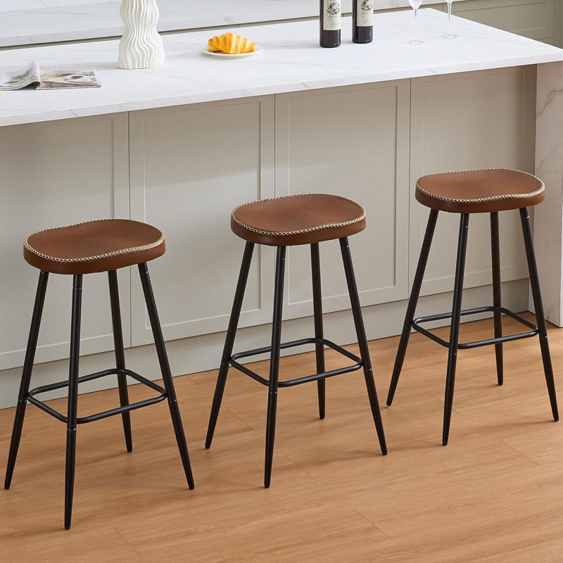 Tabourets de bar en simili cuir sans dossier pour îlot de cuisine (ensemble de 3), Tabouret de bar (hauteur du siège 28 po)