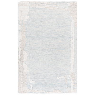 Harvest 304 Hand Tufted Wool; Cotton Abstract Rug in Light Blue/Ivory