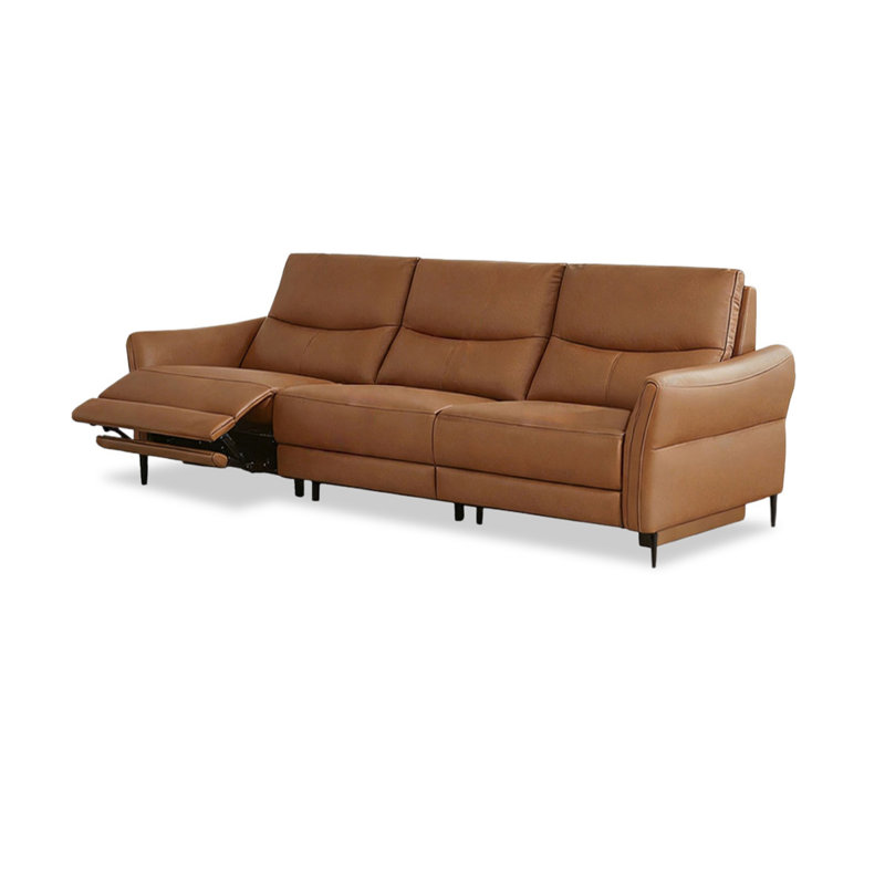 Canapé modulaire orange en similicuir, 36.22" H x 88.98" W x 38.19" D