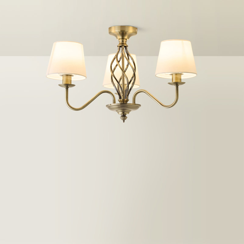 Prudenville LED Semi Flush Mount, 81.50cm x 45cm x 45cm, Antique Brass