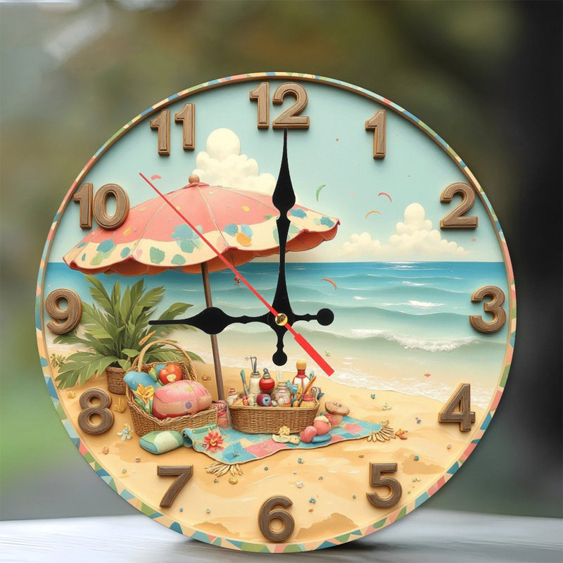 Décoration murale horloge de plage pique-nique d'été
