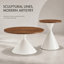 Ensemble de tables basses rondes 2 pièces, plateau de table à motif noyer avec base en acier, table basse multifonctionnelle (blanc et noyer)-731501656