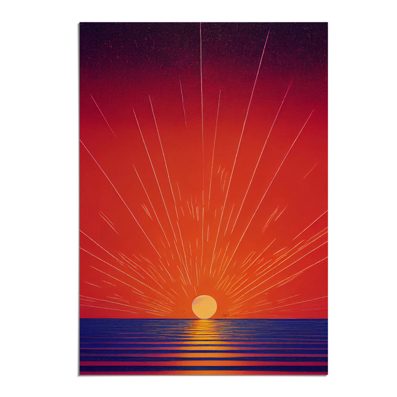 Classic Abstract Ocean Sunset - Wall Art, Paper, 59.4cm H x 42cm W, No Matte