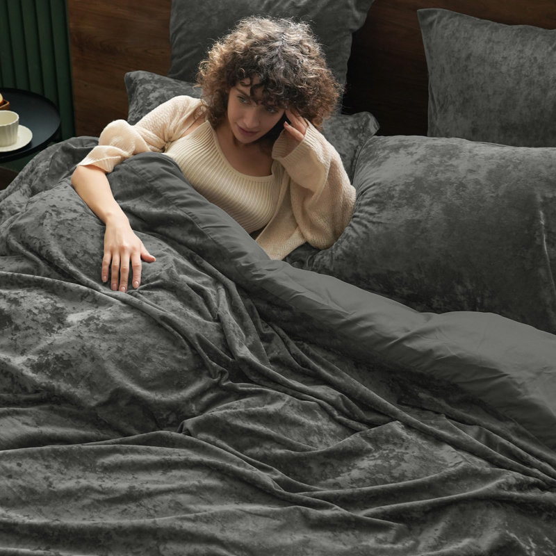 PHF Truly Velvet Duvet Cover Set, 3pcs Ultra Soft Breathable Comforter Cover Set, Luxury Cozy Flannel Duvet Cover with Pillow Shams Bedding Collection