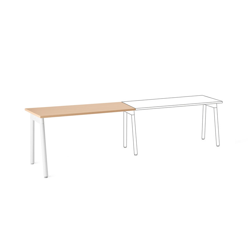 Bureau simple Series A, 57 po, blanc + chêne naturel