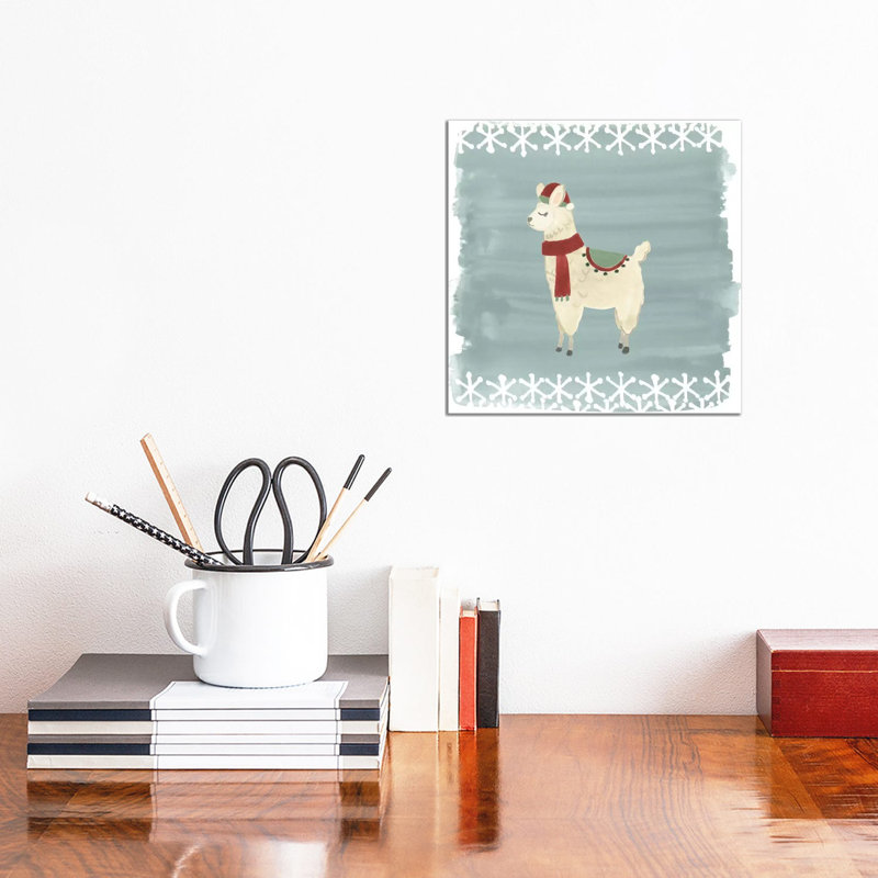 Winter Wonder Llama II by June Erica Vess - Wrapped Canvas Painting, 30.48 cm H x 30.48 cm W