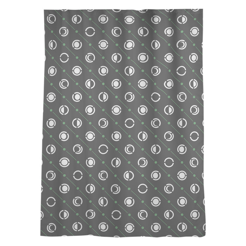 Panneau de rideau simple diaphane avec passe-tringle classique Moon phases, Vert / noir / blanc