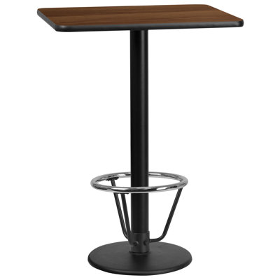 Basnight Rectangular Laminate Table Top with Round Bar Height Table Base and Foot Ring