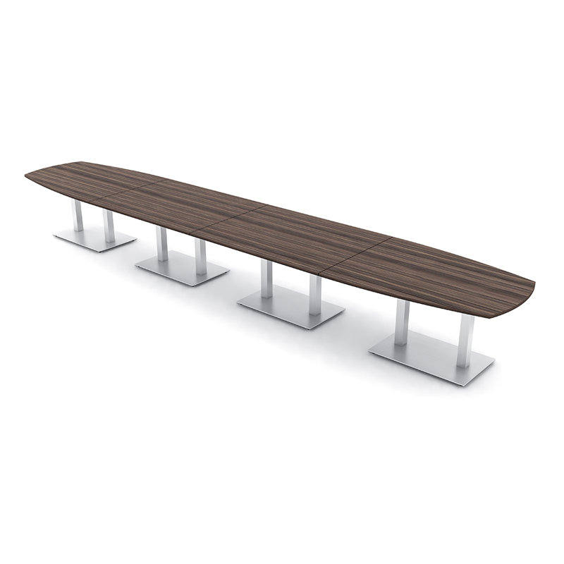 Table de conférence Arc Boat, Argent argent, H 30 po x l 216 po x P 48 po, Eucalyptus naturel