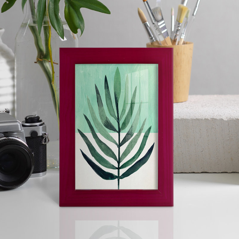 Verging Palm III, encadré sur papier, Cadre rouge, L 6 po x H 8 po x P 1 po