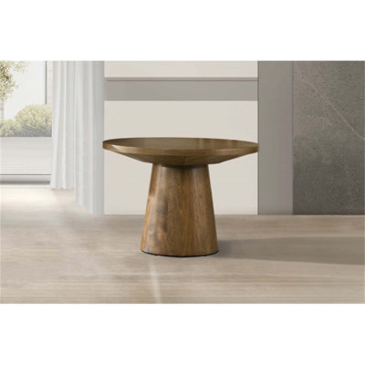 22 in. Round Wood End Table with Pedestal Base, Modern and Durable for Living Room