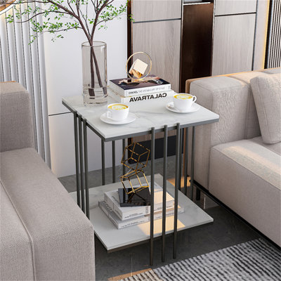 Almand Marble Top Frame Square Side Table