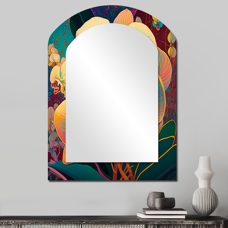 Miroir mural traditionnel en forme de fleur, 34 po x 25 po