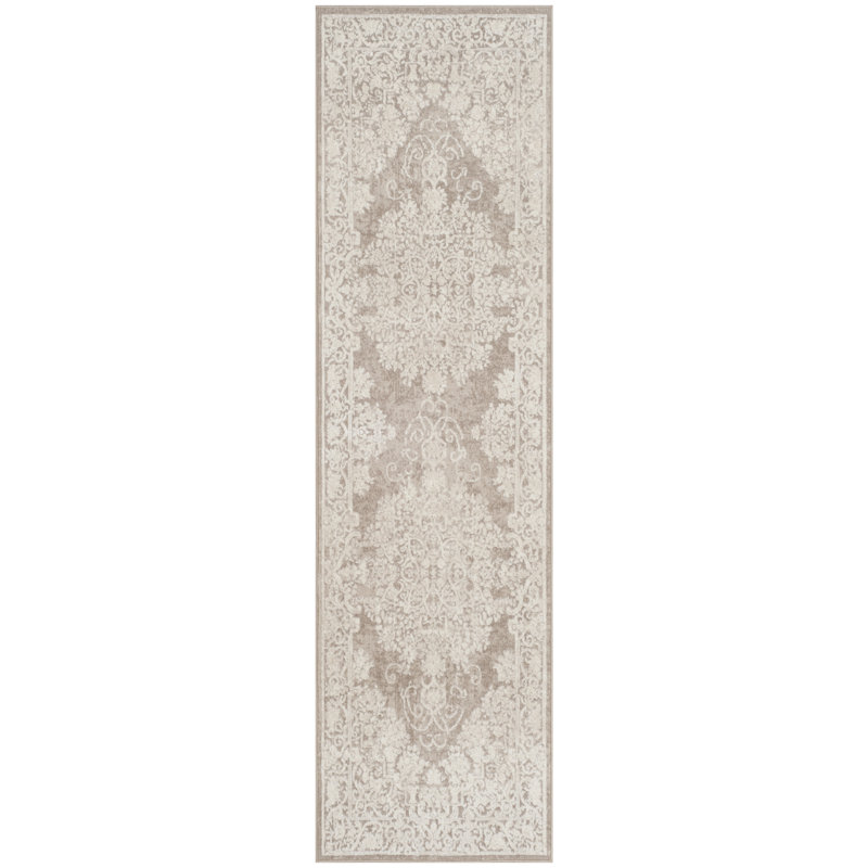 Tapis beige / crème Calidia, Tapis de couloir 2 pi 3 po x 8 pi