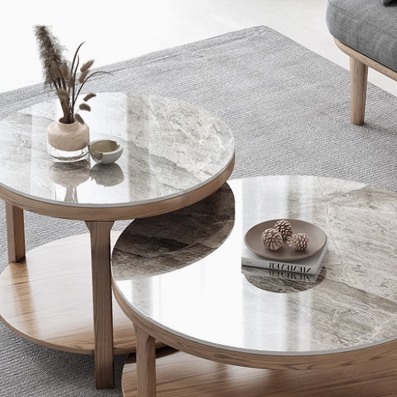 Ensemble de tables basses Design Sense Rock Plate, Gris clair