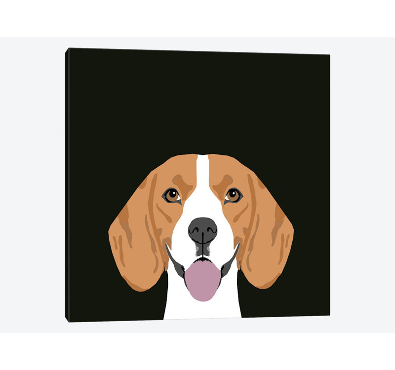 Beagle, impression sur toile tendue, H 26 po x l 26 po x P 1,5 po, Pas de tapis, Toile tendue