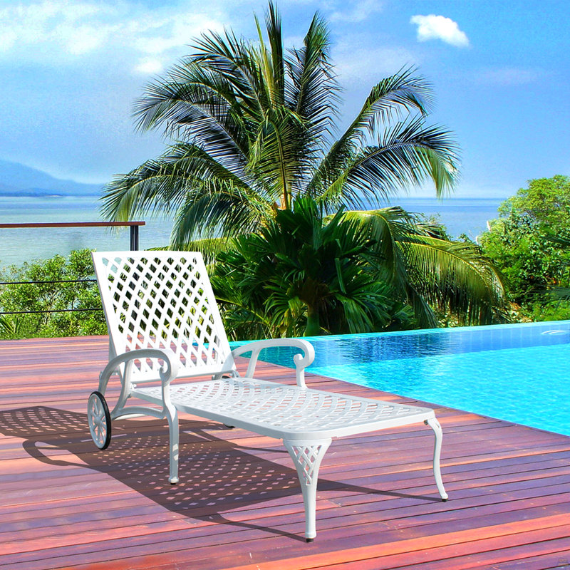 Chaise longue en aluminium coulé 1Pcs, Blanc