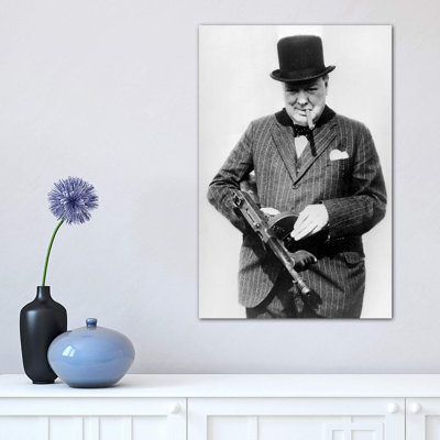 Winston Churchill Visits Troops Who Are Protecting England from German Costal Invasion 1 Piece Wrapped Canvas Wall Art