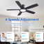 Ventilateur de plafond encastré moderne de 52 po avec lumières et télécommande, réversible et 5 pales à double face-1012272276