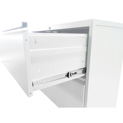 Classeur à 4 tiroirs, classeur en métal blanc verrouillable pour le bureau, convient aux dossiers de format Légal / Lettre / A4 / F4, classeur à 4 verrous robustes en blanc, peut être rangé dans différentes tailles, finition